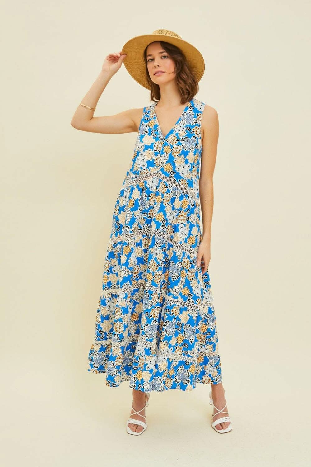 HEYSON Full Size Printed Crochet Trim Maxi Dress - Love Salve